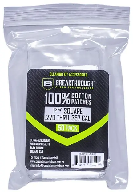 Breakthrough Cleaning Patches 1 3/4" Square .270-357 50 Pack