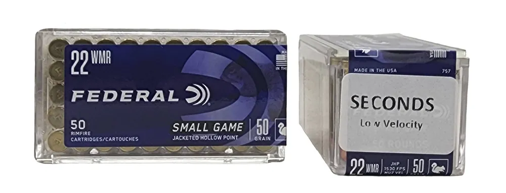 Federal Ammunition - 22 Winchester Magnum - 50 Grain Jacketed Hollow Point - 50 Rounds - FACTORY SECONDS