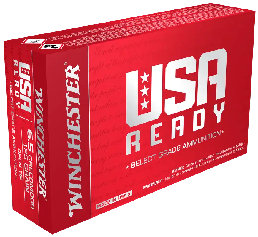 Winchester Ammunition - 6.5 MM Creedmoor - 125 Grain Open Tip - 20 Rounds - Brass Case