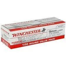 Winchester Ammunition - 9 MM Luger - 115 Grain Full Metal Jacket - 100 Rounds