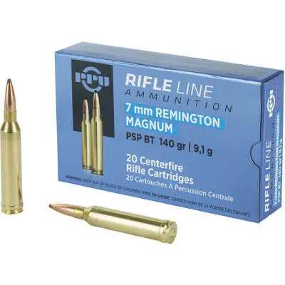 Prvi Partizan Ammunition - 7 MM Remington Magnum - 140 Grain Soft Point - 20 Rounds - Brass Case
