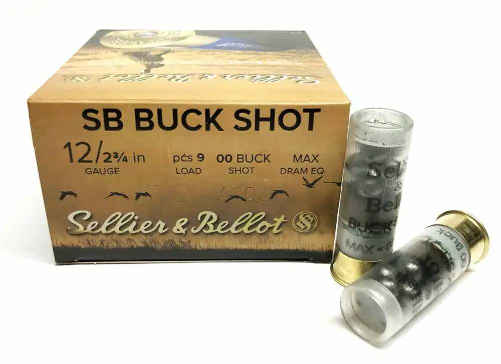 Sellier & Bellot Ammunition - 12 Gauge - 2 3/4" - 9 Pellets - 00 Buck Shot - 25 Rounds