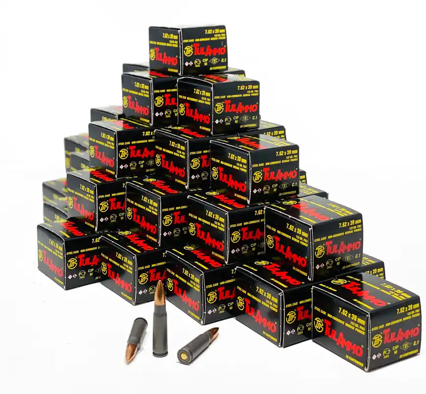 Tula 7.62x39 - 122 Grain - Full Metal Jacket - 1000 Rounds - Steel Case
