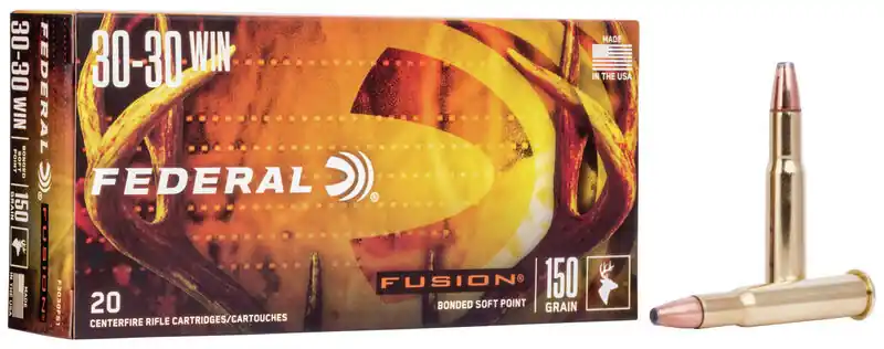 Federal Fusion Ammunition - 30-30 Winchester - 150 Grain Bonded Soft Point - 20 Rounds - Brass Case
