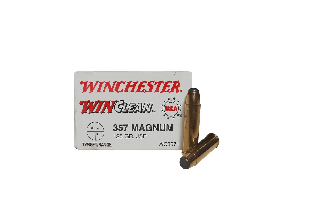 Winchester WinClean Ammunition - 357 Magnum - 125 Grain Jacketed Soft Point - 50 Rounds - Brass Case