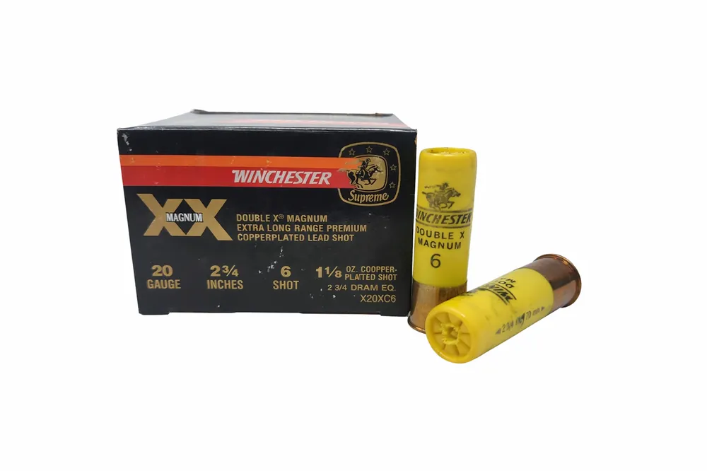Winchester Double X Ammunition - 20 Gauge - 2 3/4" - 1 1/8 Oz - 6 Copper Plated Lead Shot - 25 Rounds