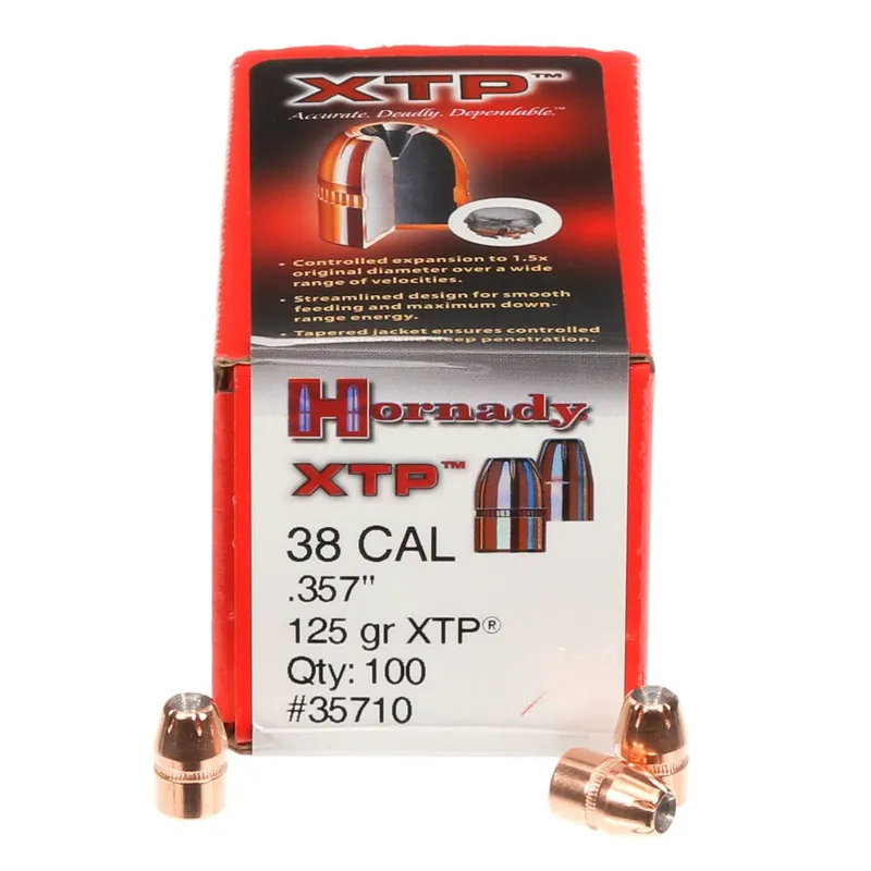 Hornady Pistol Bullets - .357" (38 Cal) - 125 Grain XTP - 100 Projectiles
