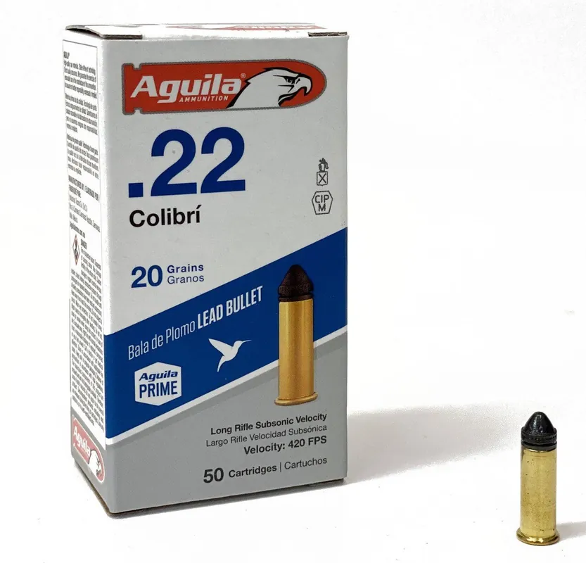 Aguila Colibri Powderless Ammunition - 22 Long Rifle - 20 Grain Lead - 50 Rounds