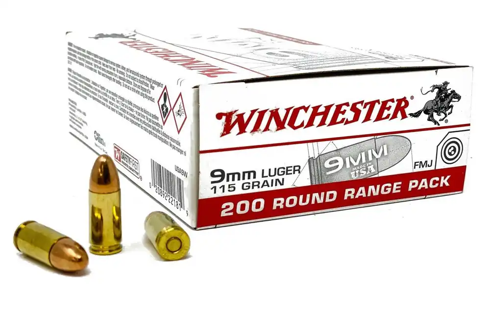 Winchester Ammunition - 9 MM - 115 Grain Full Metal Jacket- 200 Rounds