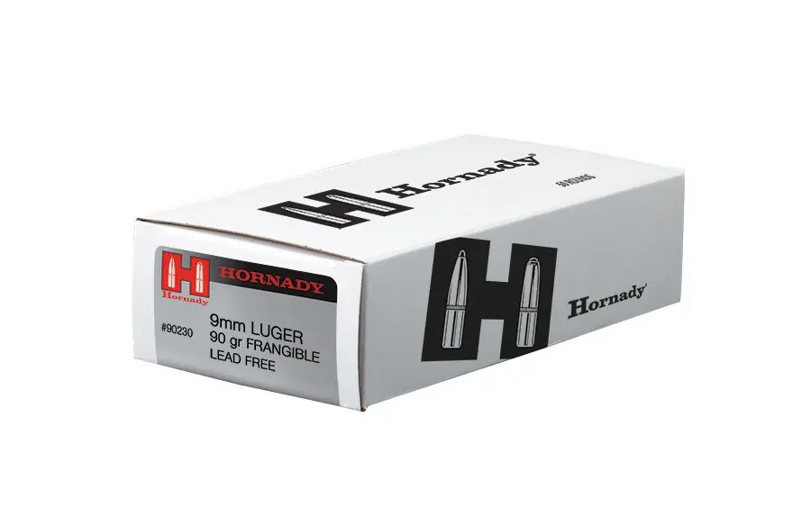 Hornady 9mm Luger 90 Grain Frangible LE - 500 Rounds - Brass Case