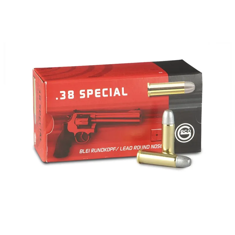 Geco Ammunition - 38 Special - 158 Grain Lead Round Nose - 50 Rounds - Brass Case