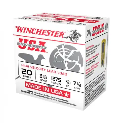 Winchester Dove & Clay Ammunition - 20 Gauge - 2 3/4" - 7/8 oz. - 7 1/2 Lead Shot - 250 Rounds