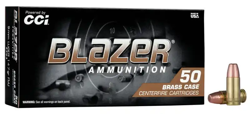 CCI Blazer Ammunition - 9 MM Luger - 147 Grain Full Metal Jacket - 50 Rounds