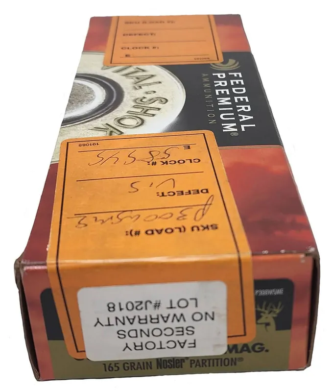 Federal Premium Ammunition - 300 Winchester Short Magnum - 165 Grain Nosler Partition - 20 Rounds - Factory Seconds