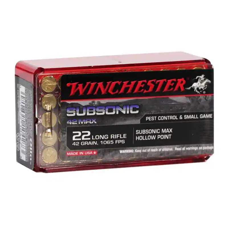 Winchester Subsonic Ammunition - 22 Long Rifle - 42 Grain Hollow Point - 50 Rounds