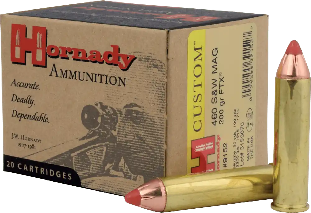 Hornady Custom Ammunition - 460 S&W Magnum - 200 Grain FTX - 20 Rounds - Brass Case