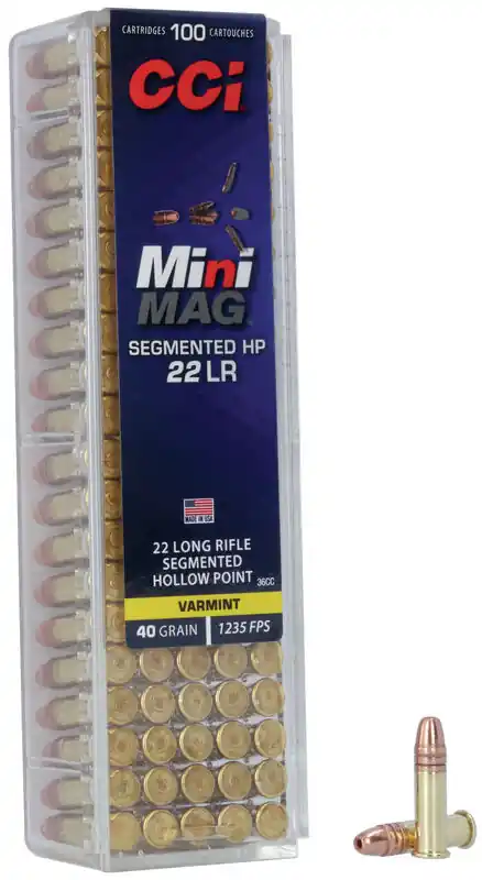 CCI Varmint Ammunition - 22 Long Rifle - 40 Grain Segmented Hollow Point - 100 Rounds
