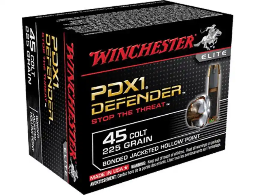 Winchester Defender Ammunition - 45 Long Colt - 225 Grain Bonded Jacketed Hollow Point - 20 Rounds