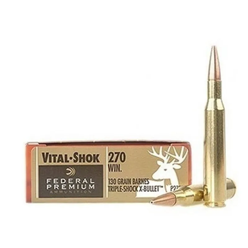 Federal Premium Ammunition - 270 Winchester - 130 Grain Barnes TSX - 20 Rounds - Nickel Plated Brass Case