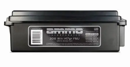 Ammo Incorporated Ammunition - 308 Winchester - 147 Grain Full Metal Jacket - 120 Rounds - Brass Case