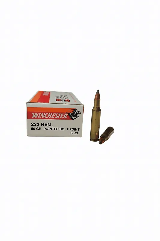 Winchester Super X Ammunition - 222 Remington - 50 Grain Jacketed Soft Point - 20 Rounds - Brass Case