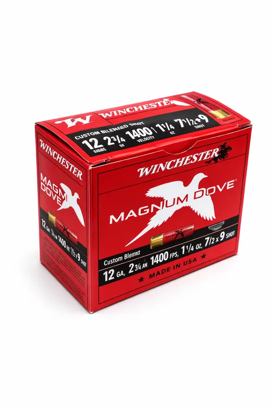 Winchester Magnum Dove Ammunition - 12 Gauge - 2 3/4" - 1 1/4 Oz. - 7 1/2 & 9 Lead Shot - 25 Rounds