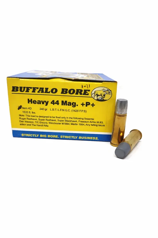 Buffalo Bore Ammunition - 44 Remington Magnum +P+ - 340 Grain Lead Flat Nose - 20 Rounds