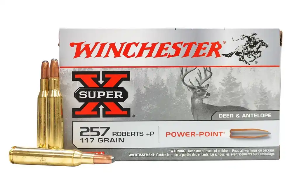Winchester Super-X Ammunition - 257 Roberts +P - 117 Grain Power Point - 20 Rounds - Brass Case