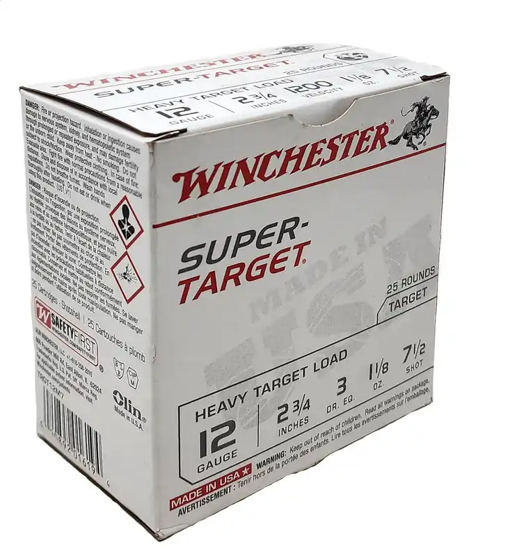 Winchester Super-Target Ammunition - 12 Gauge - 2 3/4" - 1 1/8 Oz. - 3 DR. EQ. - 7.5 Lead Shot - 250 Rounds