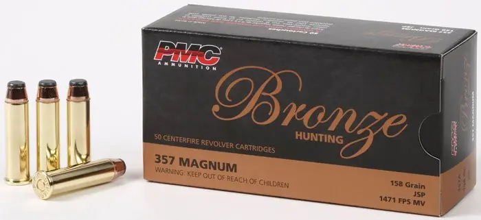 PMC Bronze Ammunition - 357 Magnum - 158 Grain Jacketed Soft Point - 50 Rounds - Brass Case