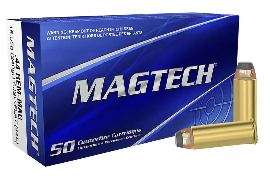 MagTech Ammunition - 44 Remington Magnum - 240 Grain Semi Jacket Soft Point - 50 Rounds - Brass Case