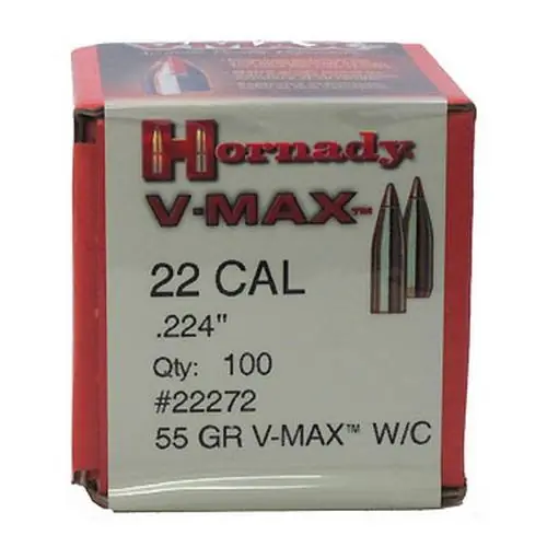 Hornady Bullets - .224" (22 Cal) - 55 Grain V-Max W/C - 100 Projectiles