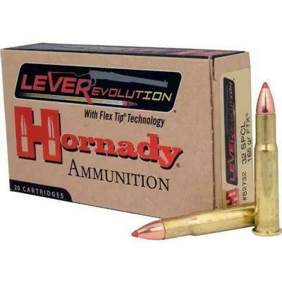 Hornady LeverEvolution Ammunition - 32 Winchester Special - 165 Grain FTX - 20 Rounds - Brass Case
