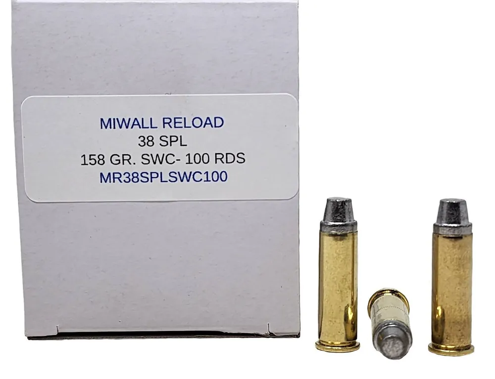 Miwall Reload Ammunition - 38 Special - 158 Grain Semi Wad Cutter - 100 Rounds