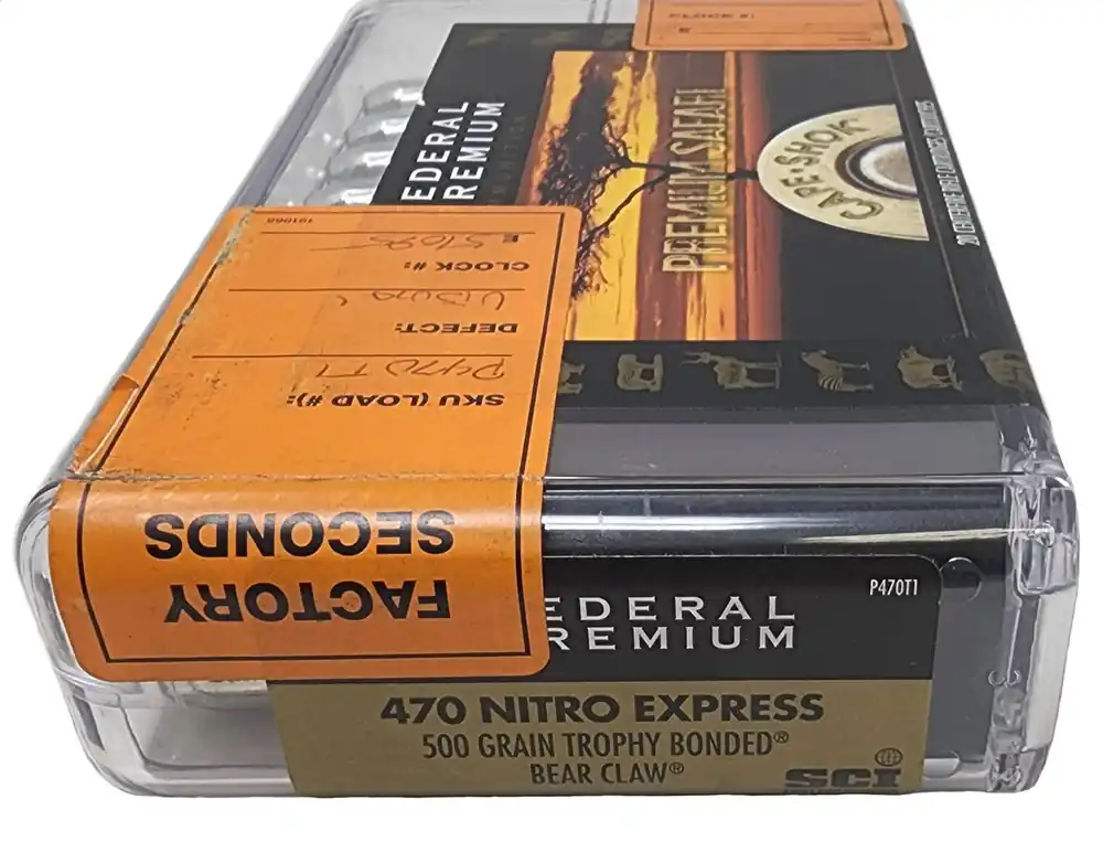 Federal Premium Ammunition - 470 Nitro Express - 500 Grain Trophy Bonded Bear Claw - 20 Rounds - Factory Seconds
