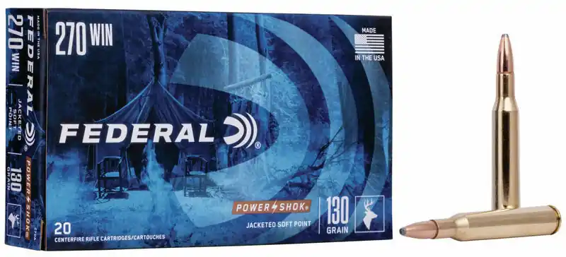 Federal Premium Ammunition - 270 Winchester - 130 Grain Soft Point - 20 Rounds - Brass Case