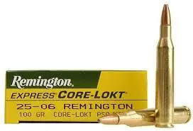 Remington Express Core-Lokt - 25-06 Remington - 100 Grain Core-Lokt Soft Point - 20 Rounds - Brass Case