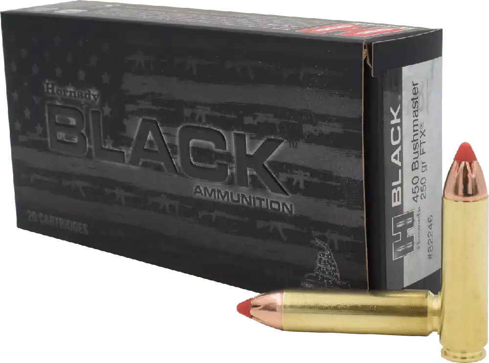 Hornady Black Ammunition - 450 Bushmaster - 250 Grain FTX - 20 Rounds - Brass Case