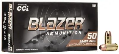 CCI Blazer Ammunition - 40 S&W - 165 Grain Full Metal Jacket - 50 Rounds - Brass Case