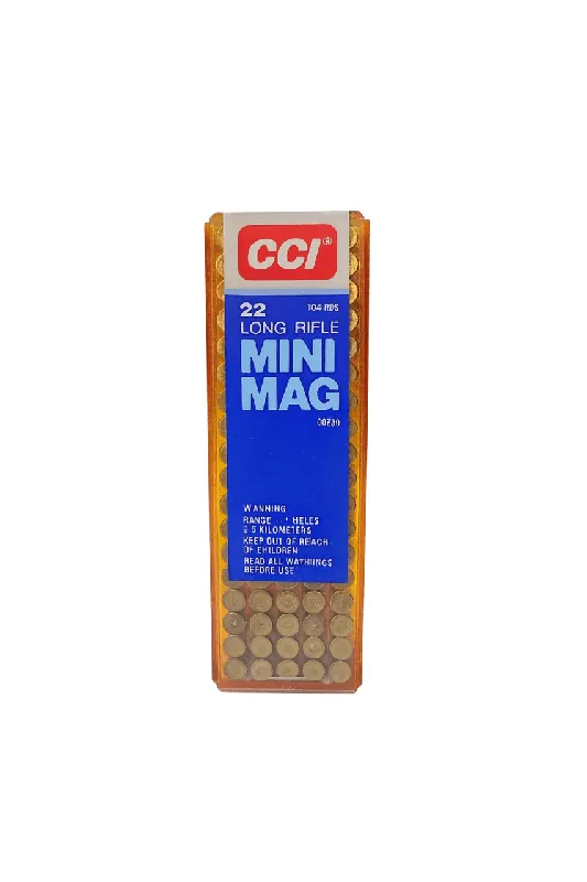 CCI Mini Mag Ammunition - 22 Long Rifle - 40 Grain Copper Plated Round Nose - 100 Rounds - Brass Case