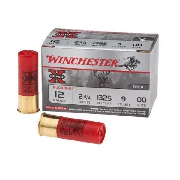 Winchester Super-X Ammunition - 12 Gauge - 2 3/4" - 00 Buckshot - 9 Pellets - 15 Rounds