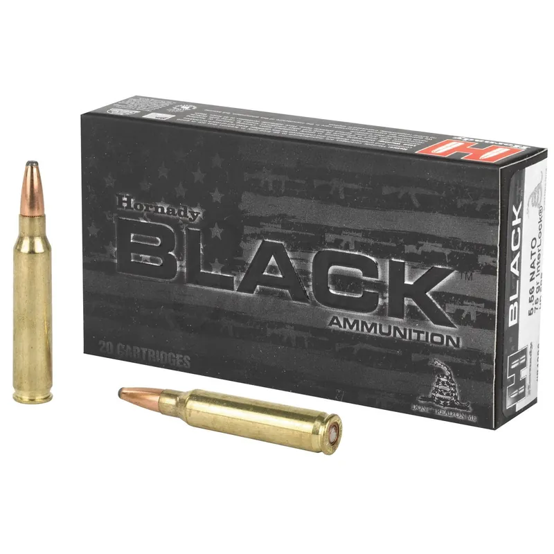 Hornady Black Ammunition - 5.56x45 MM - 75 Grain Interlock HD SBR - 20 Rounds - Brass Case