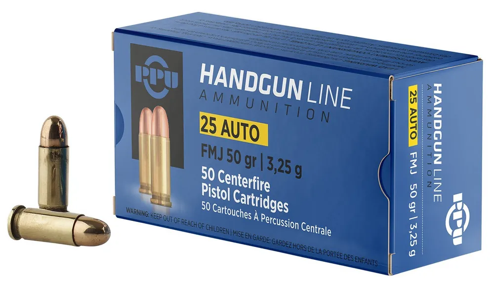 Prvi Partizan Ammunition - 25 Auto - 50 Grain Full Metal Jacket - 50 Rounds - Brass Case
