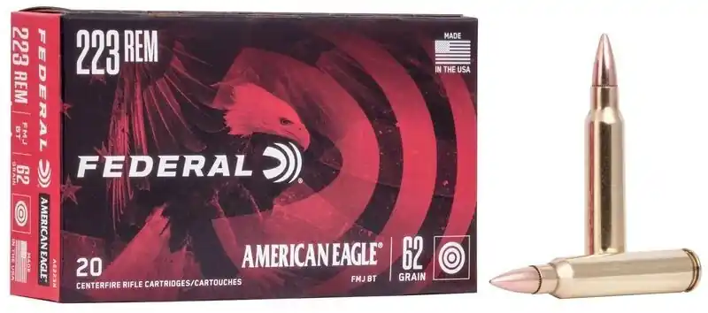 Federal AE Ammunition - 223 Remington - 62 Grain Full Metal Jacket - 20 Rounds - Case