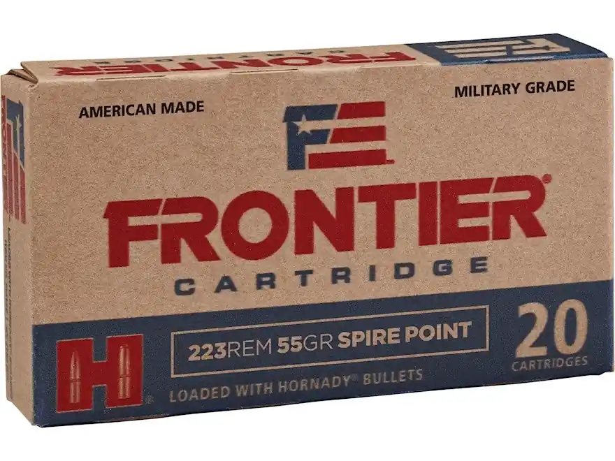 Frontier Ammunition - 223 Remington - 55 Grain Spire Point - 20 Rounds - Brass Case