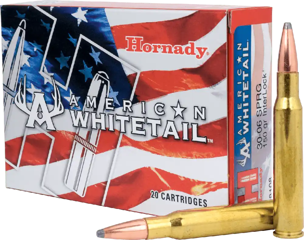 Hornady American Whitetail Ammunition - 30-06 Springfield - 150 Grain Interlock Spire Point - 20 Rounds - Brass Case