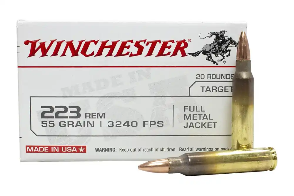 Winchester "USA" Ammunition - 223 Remington - 55 Grain Full Metal Jacket - 1000 Rounds - Brass Case