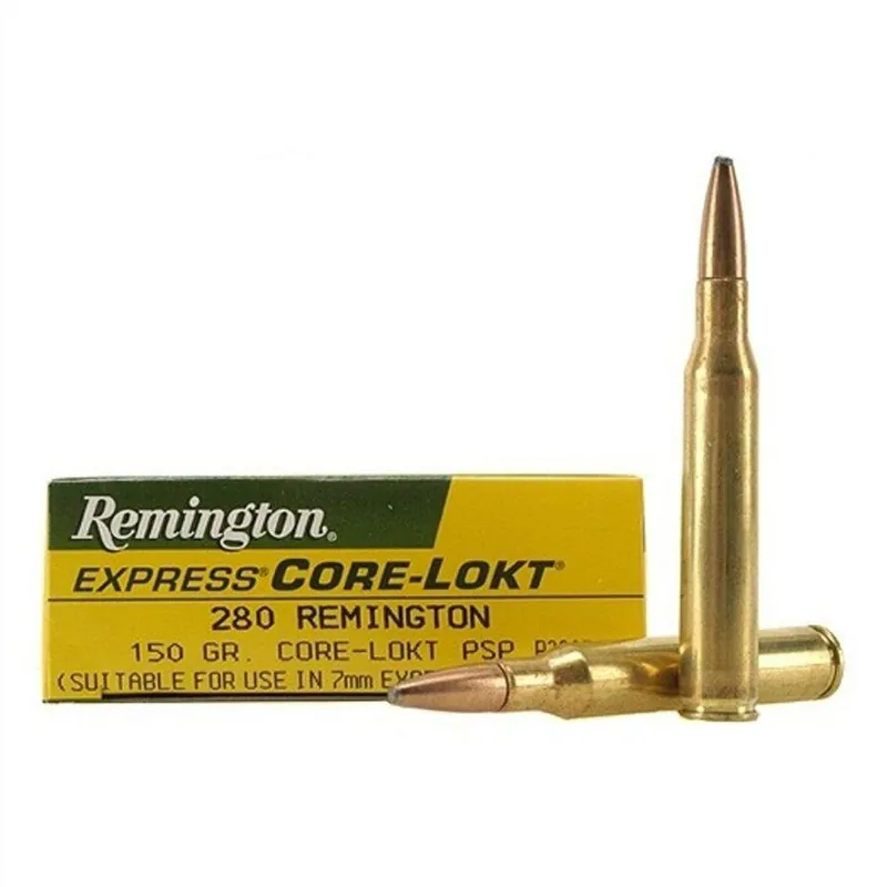 Remington Core-Lokt Ammunition - 280 Remington - 150 Grain Soft Point - 20 Rounds - Brass Case