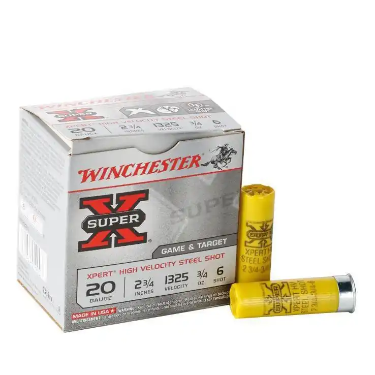 Winchester Super-X Ammunition - 20 GA - 2 3/4" - #6 Steel Shot - 250 Rounds - Case