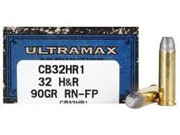 UltraMax Ammunition - 32 H&R Magnum - 90 Grain Round Nose Flat Point - 50 Rounds W/ Ammo Can